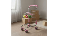 Play Shopping Cart Realistic Design Kids' Metal Supermarket Trolley Easy Assembly Miniature Grocery Cart for Playroom