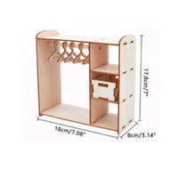 Doll Cabinet Organizer Decorative Craft Wooden Earring Rack -Saving Wardrobe Earring Hanger for Bedroom, Dresser