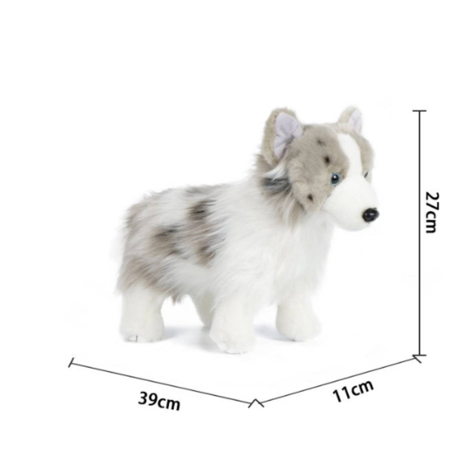 Australian Herder Stuffed Cuddly Gray White Dog Stuffed Realistic Look