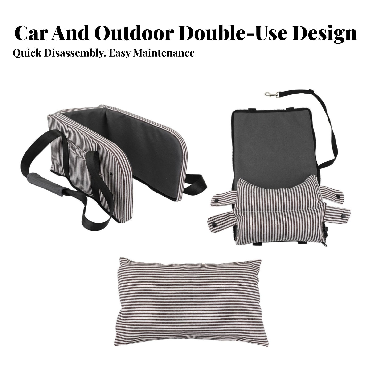 Built-in Safety Leash Pet Car Console Seat Washable Cushion Center Console Pet Bed Adjustable Straps for Drivers, Road Trips, Outdoor, Home