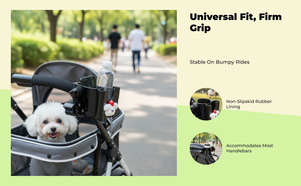 Non-slip stroller cup holder