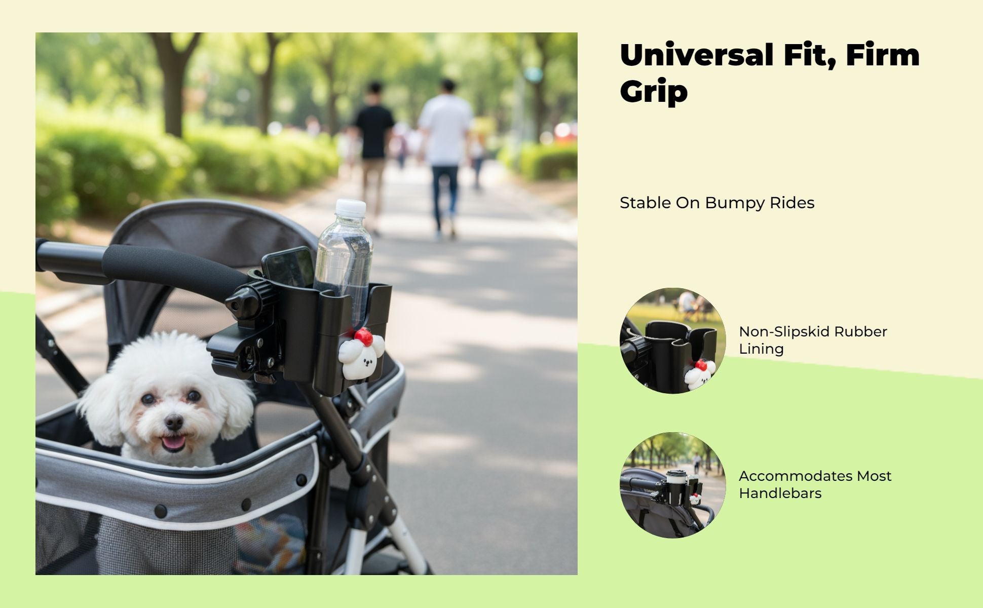 Non-slip stroller cup holder