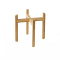 Cross-Brace Bowl Stand Bamboo Finish Wooden Pet Bowl Stand Exposed Design