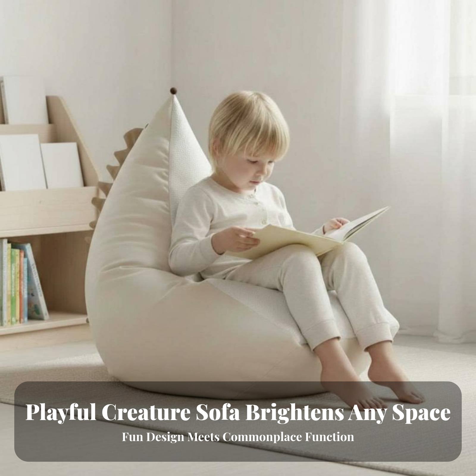 CreatureThemed Character Chair Soft and Comfy Fold-Unfold Creature Sofa Foldable Design Machinecleanable Cover for Infants