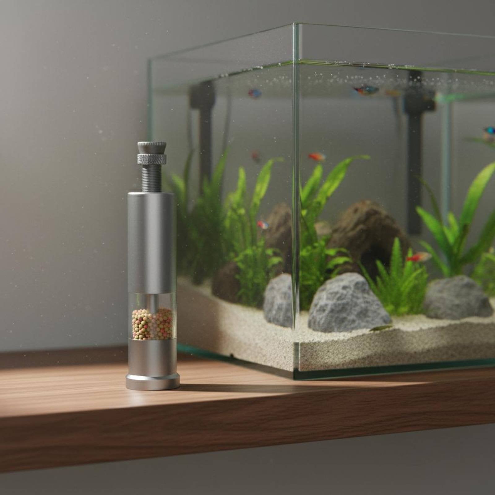 Mini Visible Aquatic Food Feeder Easy to Use Handheld Aquarium Feeder Matte