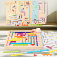 Wooden Maze Toy Brain Training Reasoning Maze Game Board Safe Polished Wood