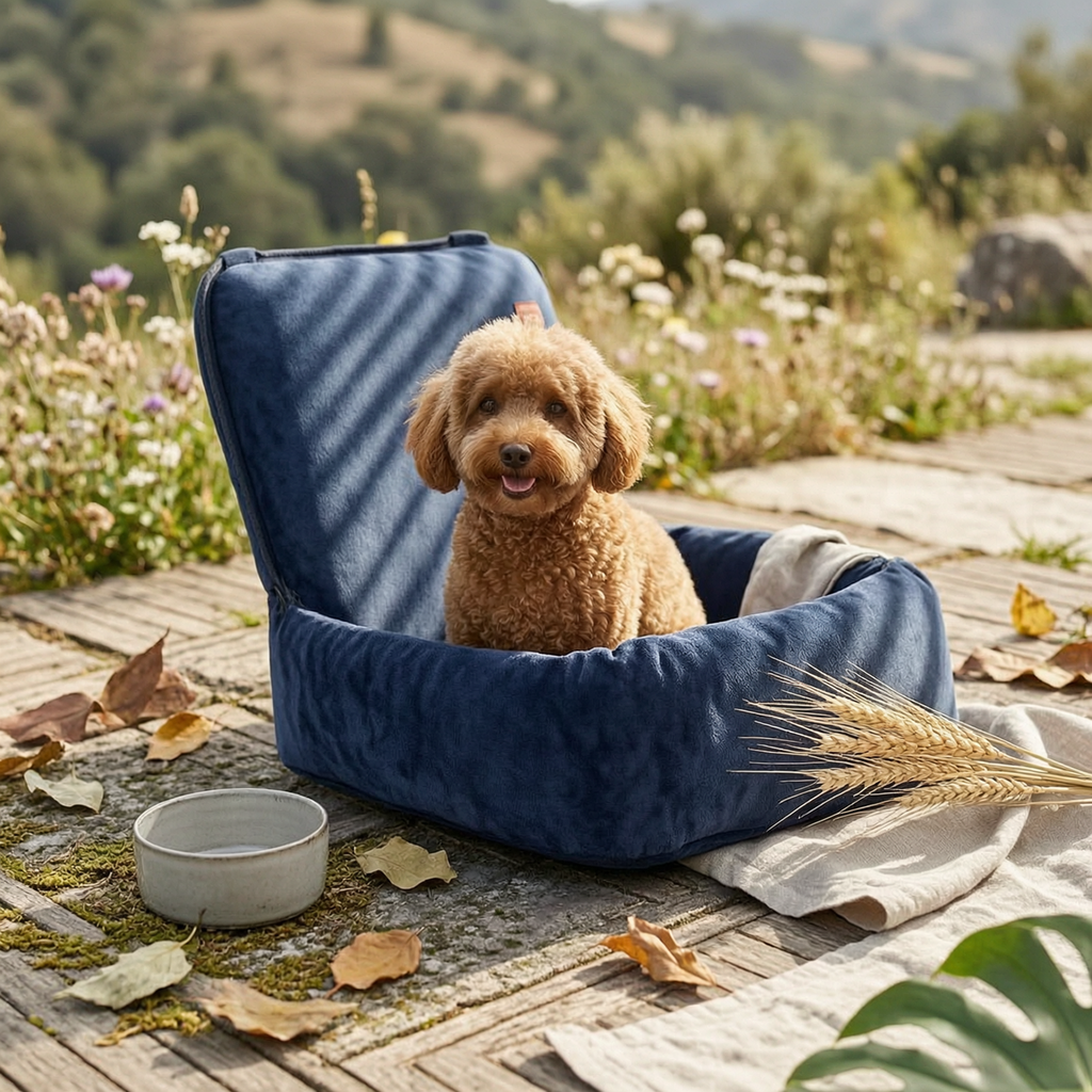 Dark-Colored Dog Car Seat Bed Removable Padded Dog Car Seat Bed Detachable Cover