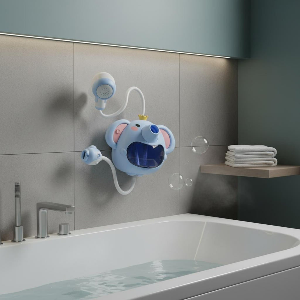 2-in-1 Bubble Machine Shower Fun Sound and Light for Bathroom, Young Children