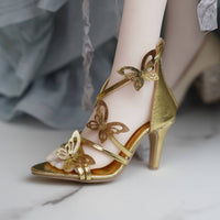 1/3 BJD Doll Shoes Elegant Design BJD Doll Heels Gilded Butterfly Heel Shoes