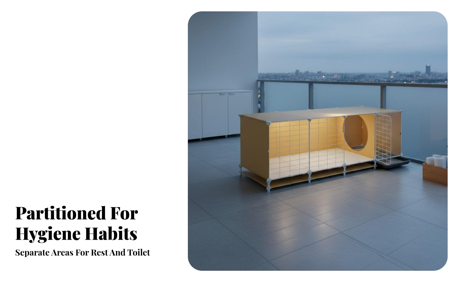 Small Dog Kennel with Toilet Luxury Villa Design Pet Crate Paw-Friendly Grid