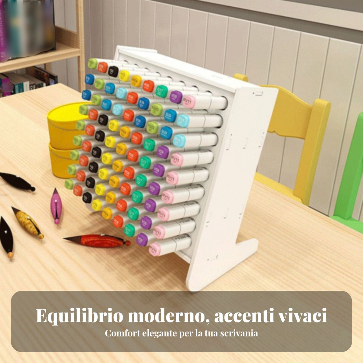 Slanted Marker Organizer Large Capacity Angled Pen Storage Rack Angled Pen Rack for Students Artists Classroom