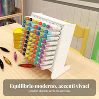 Slanted Marker Organizer Large Capacity Angled Pen Storage Rack Angled Pen Rack for Students Artists Classroom