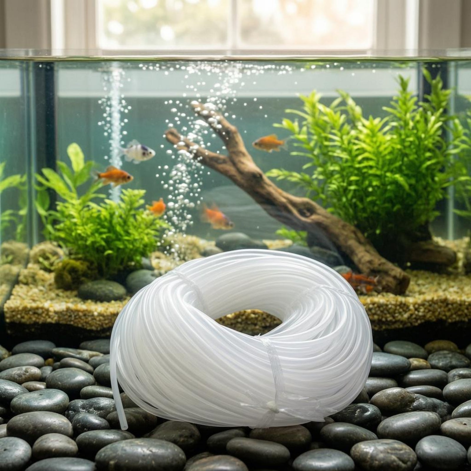 Aquarium Air Tube Translucent White Air Tube Coiled for Oxygenation