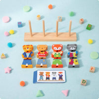 Animals Color Sorting Toy Early Learning Animal Matching Board Hand-Eye Coordination Wood Animal Shape Sorter for Kids, Preschool, Kindergarten