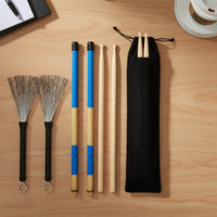 7 Pieces Drum and Brush Set Versatile Sound Options Retractable Wire Drum Brushes Materials 5A Maple Wood Drumsticks for Jazz Artists