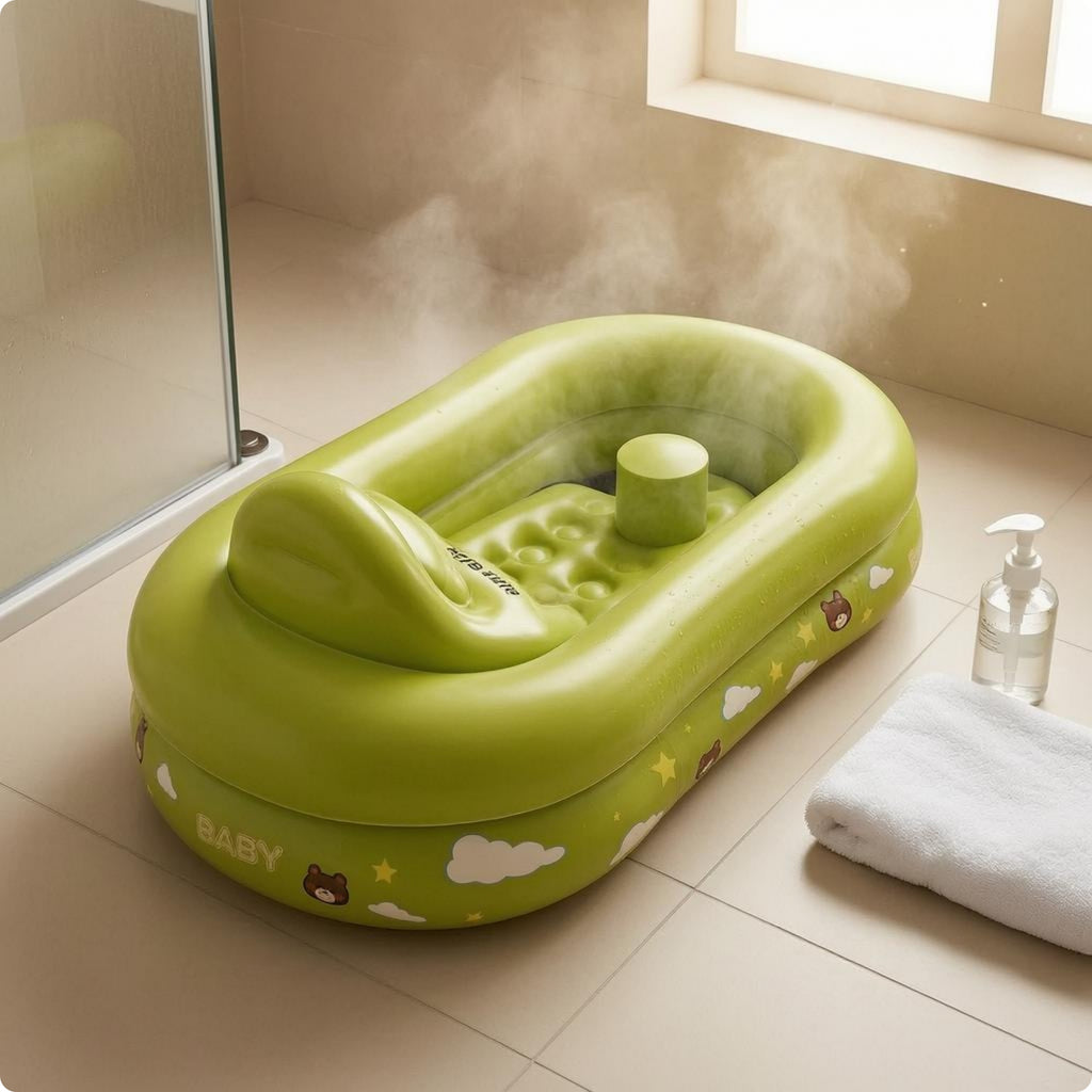 Inflatable Baby Bathtub Printed Inflatable Baby Tub Travel Friendly for Babies
