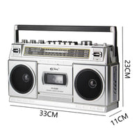 Built-in Handle AM/AM and Radio Tuning Radio Cassette Player Metal-Look Finish Tabletop Cassette Recorder Compact Dual Speaker Radio