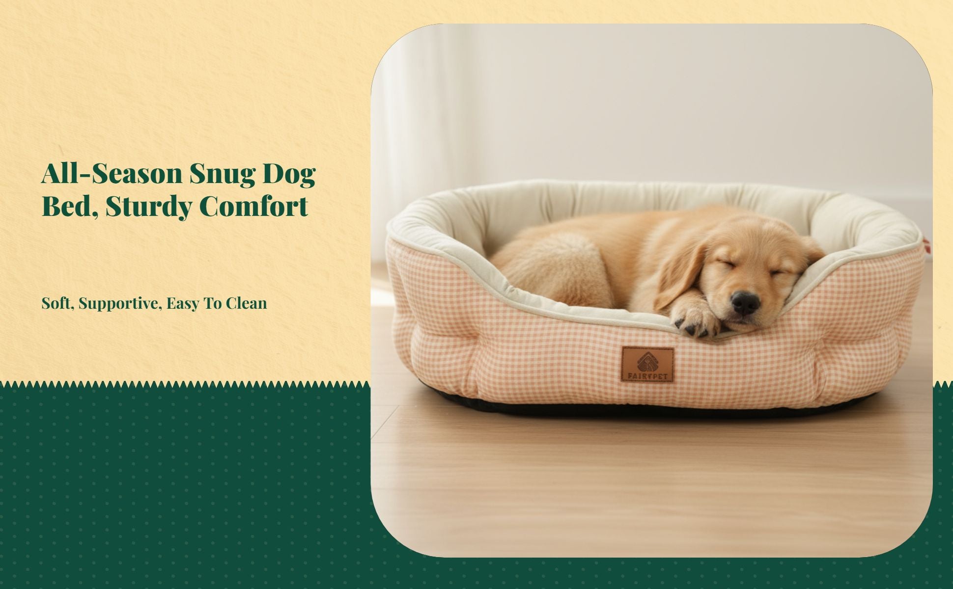 Plush dog bed, non-slip, easy-clean