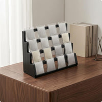 Wooden Card Rack Rectangular Base 4-Tier Wooden Card Display Stand Multi-Purpose