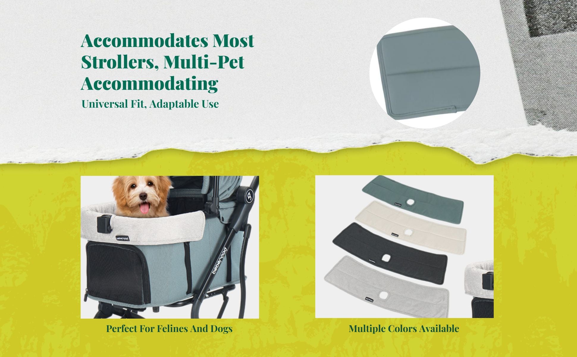 Washable non-slip pet stroller pad