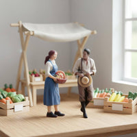 2 Pieces Farm Figurine Realistic Feature Miniature Scene Decor for Display Scene