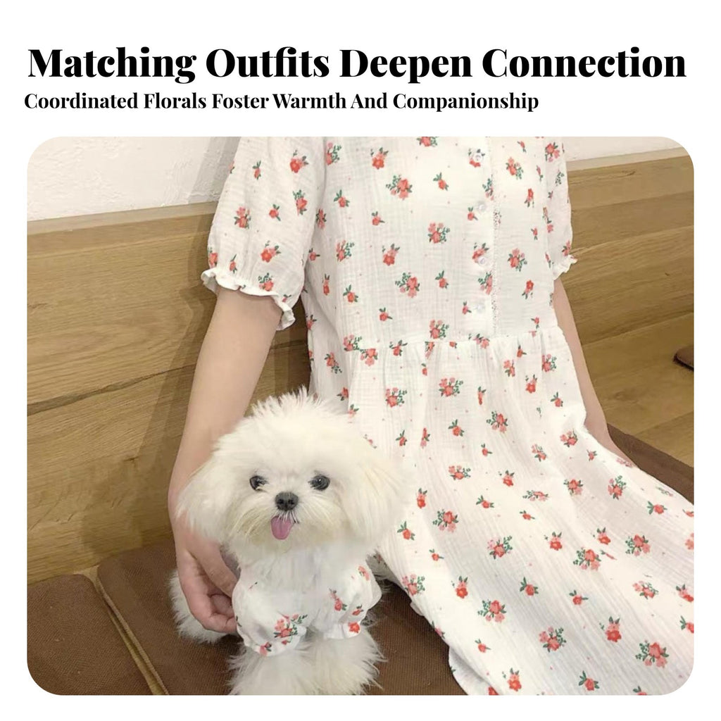 Cute Design Floral Pet Dress Soft and Comfortable Dog Dress Puff Sleeve Design for Dogs, Cats, Springtime, Photoshoots, Parties