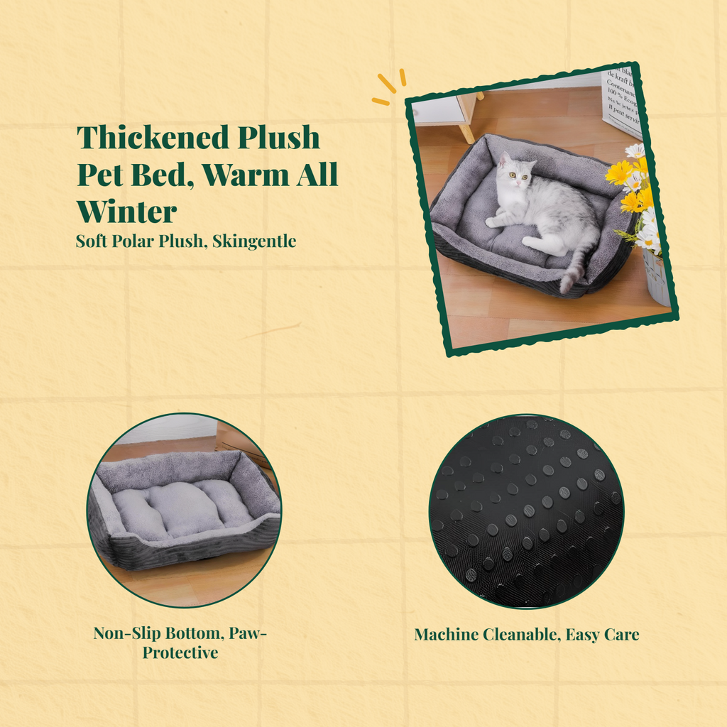 Plush Dog Bed Mat, Non-Slip, Washable, All-Season Comfort