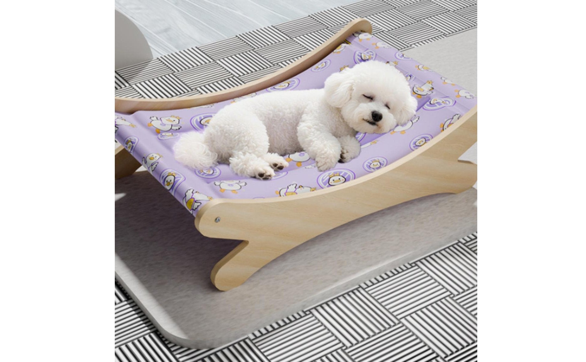 Wooden Pet Lounge Chair Waterproof Elevated Cooling Pet Bed Scratch Resistant