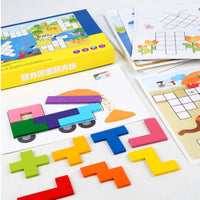 Five-Square Shape Puzzle Brainteaser Colorful Geometric Five-Square