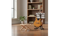 Guitar Footrest Natural Wood Finish Music Accessory Metal Support Rods