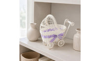 Carriage-styleStyle Woven Basket White Stroller Shaped Basket Portable