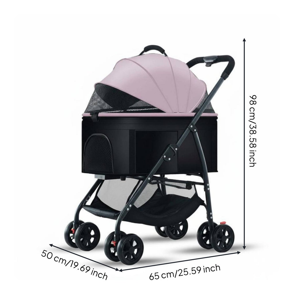 Foldable Pet Carriage 360-Degree Rotating Wheels Detachable Pet Carrier Pet Carriage Storage Basket Lightweight Dog Cat Pet Carriage