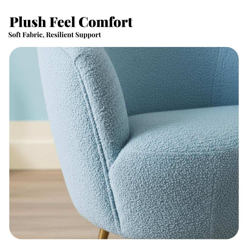 Light Luxury aesthetic Upholstered Barrel Chair Plush Upholstery Living Room Furniture space-saving Footprint Indoor Seating Wrap-Around Backrest for Hospitality Managers, Interior Designers, Bedroom, Lounge Area, Apartment, Nursery
