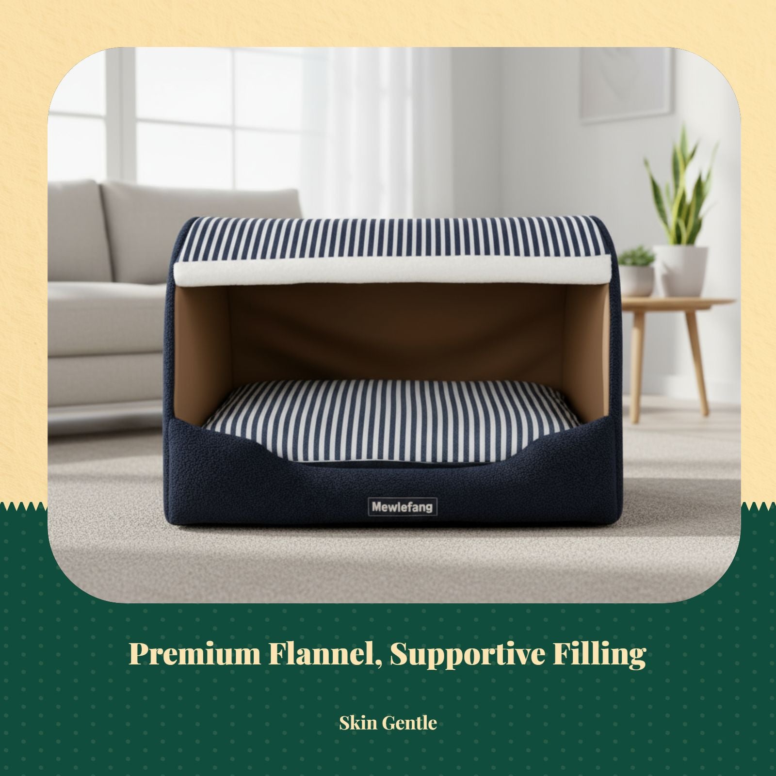 Insulated Indoor Dog House Bed, Removable, Non-Slip Den