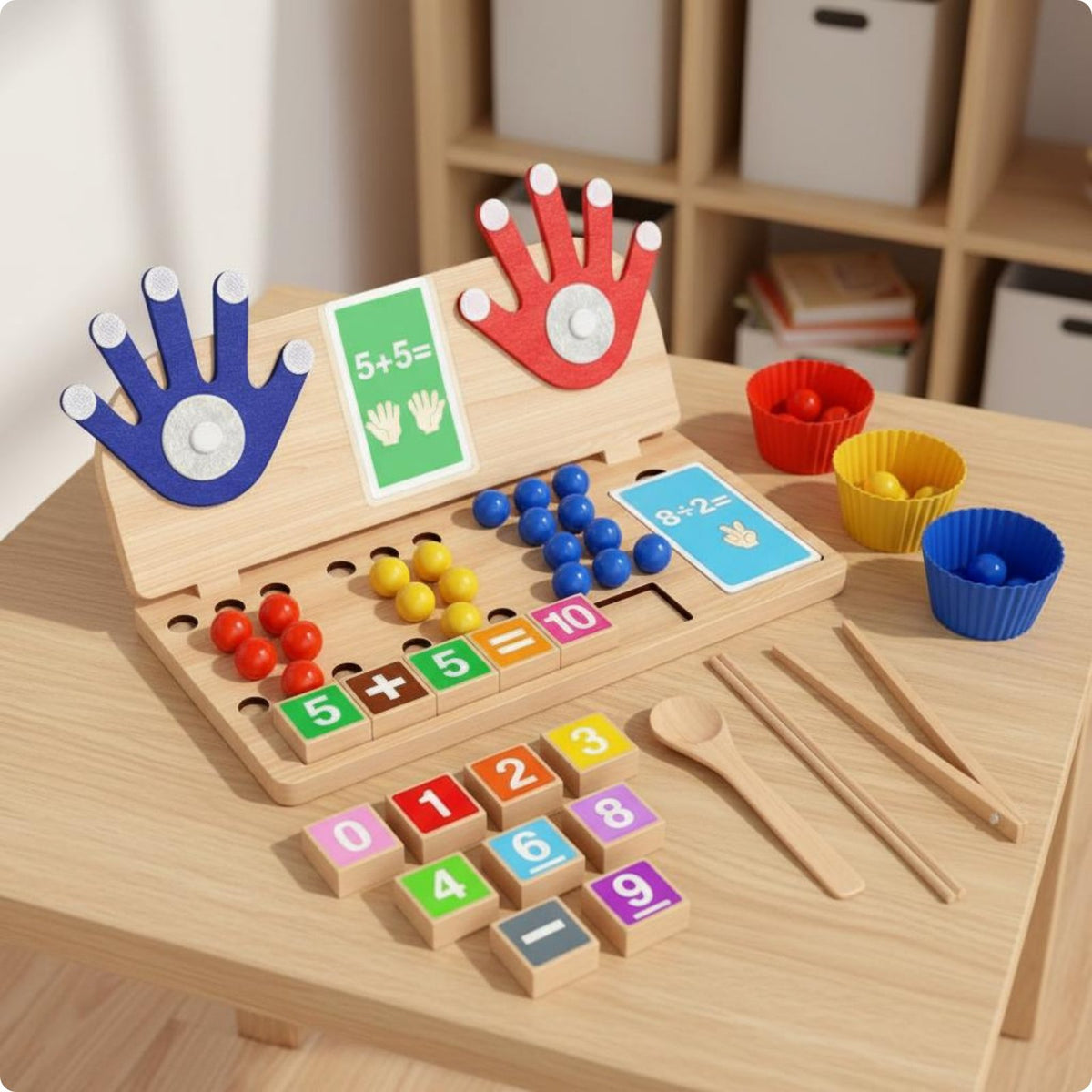 Child-Centered Counting Toy Early Learning Wooden Bead Abacus Hand-Eye