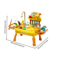 Duck Theme Sink Playset Detachable Legs Electric Faucet Toy Storage Baskets
