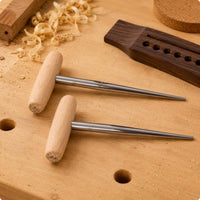 2 Pieces Bridge Peg Reamer Wooden Handle Guitar Bridge Peg Reamer Metal Shaft