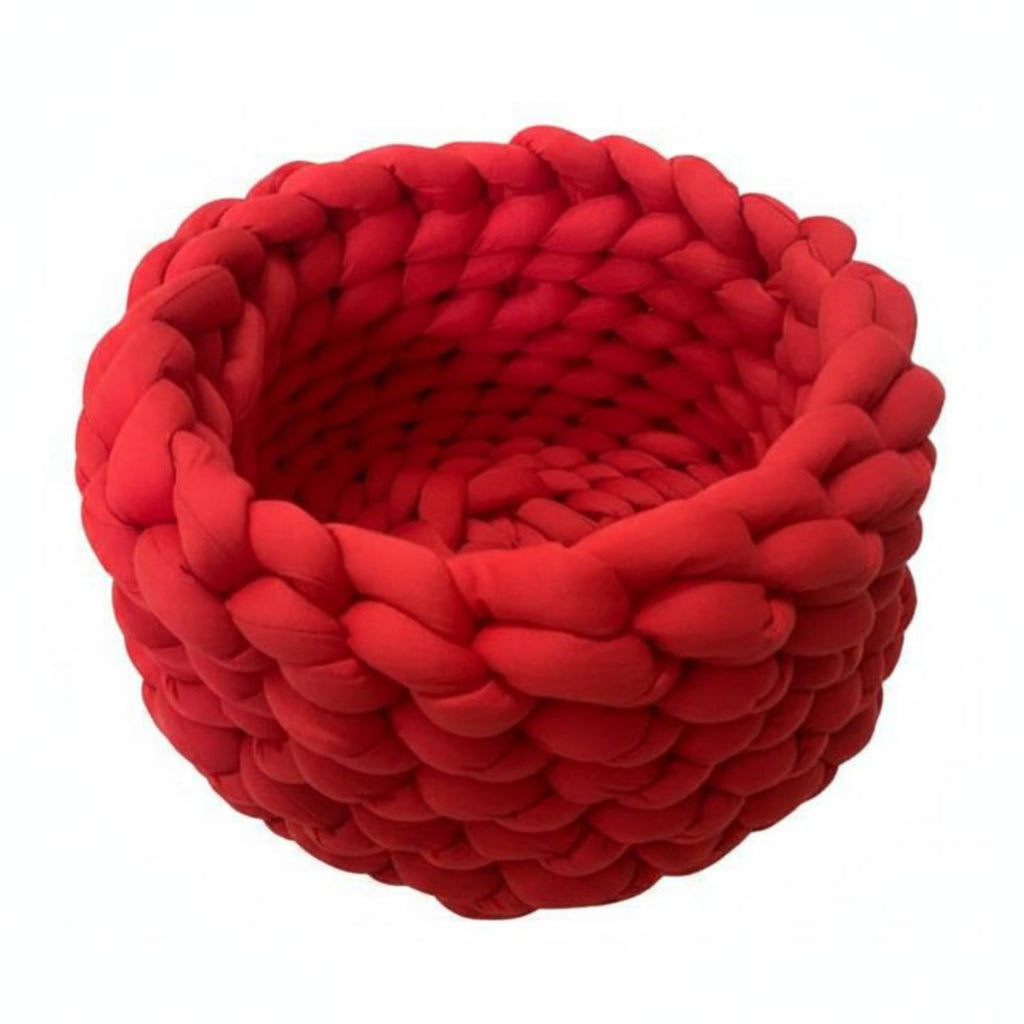 Chunky Knit Cat Bed Machine Washable Handmade Yarn Pet Bed Handcrafted Look Crochet Pet Resting Place for Cats, Small Dogs, Indoor