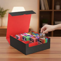 4-Row Card Storage Box Waterproof 4-Row Trading Card Box PU Leather Deck Storage Water-Resistant for Tournaments