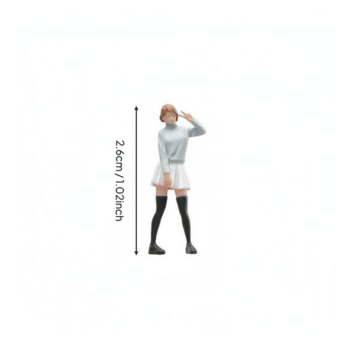 1:64 Scale Female Figure 3D Printed JK Style Mini Figurine High Detail Hobby Supply for Collectors