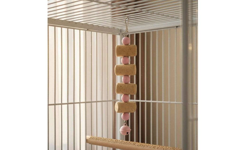 Cork Block Chew Toy Natural Wood Hanging Bird Chew Toy Boredom Relief