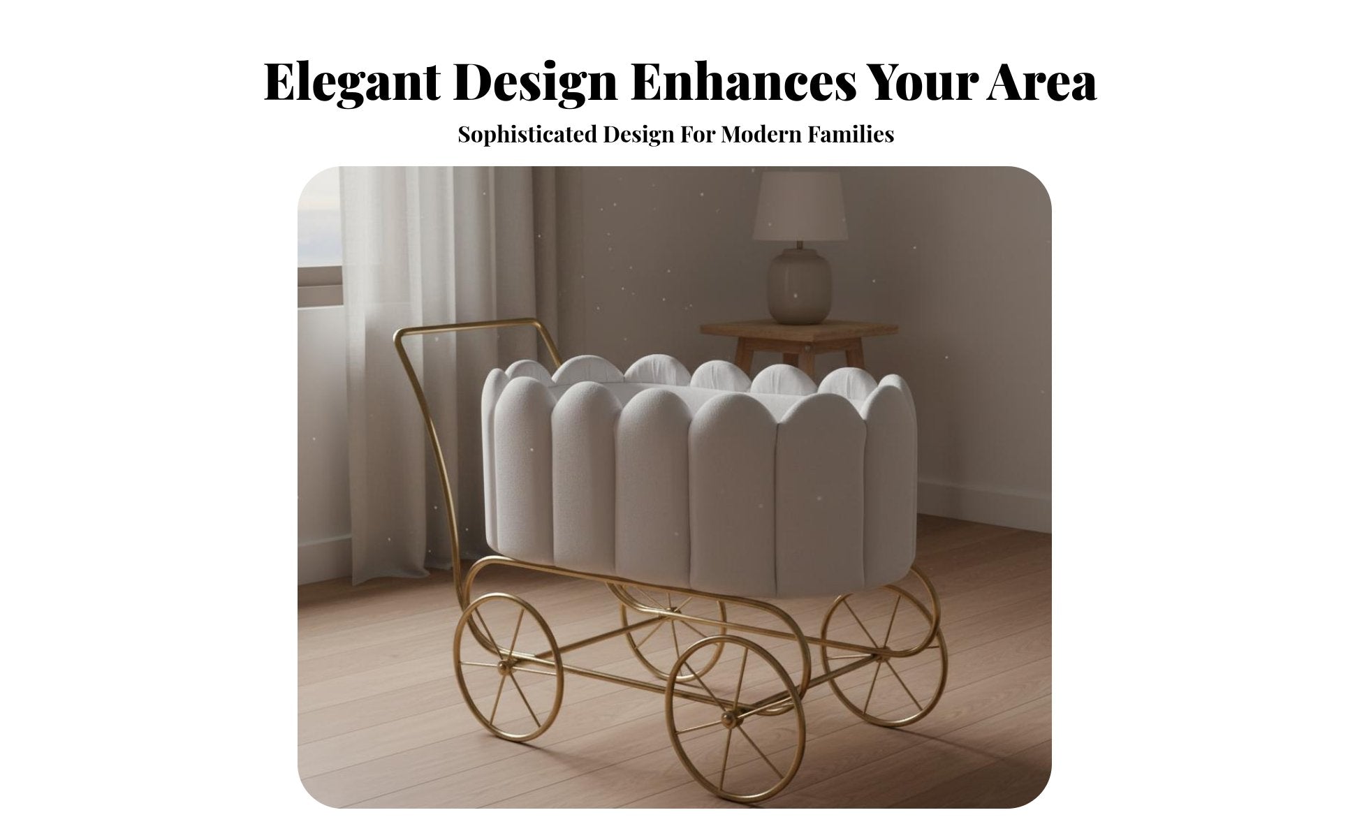 Paintunpainted Bedside Bassinet with Wheels Mobile Upholstered Rocking Cradle Elegant Design Baby Furniture Padded Edges for Newborns, Infants, Parents, Nursery, Bedroom, Home Use, Living Room