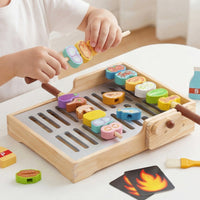 Wooden Barbecue Playset Educational Toy Barbecue Grill Even Edges for Children