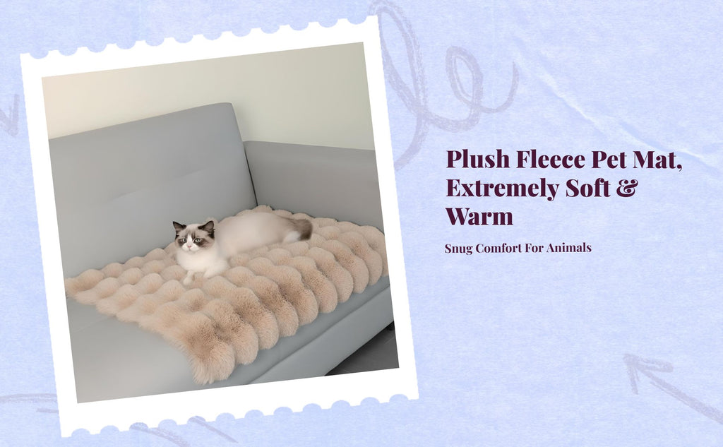 Plush Fleece Pet Bed Mat, Soft, Warm, Washable, Indoor Pad