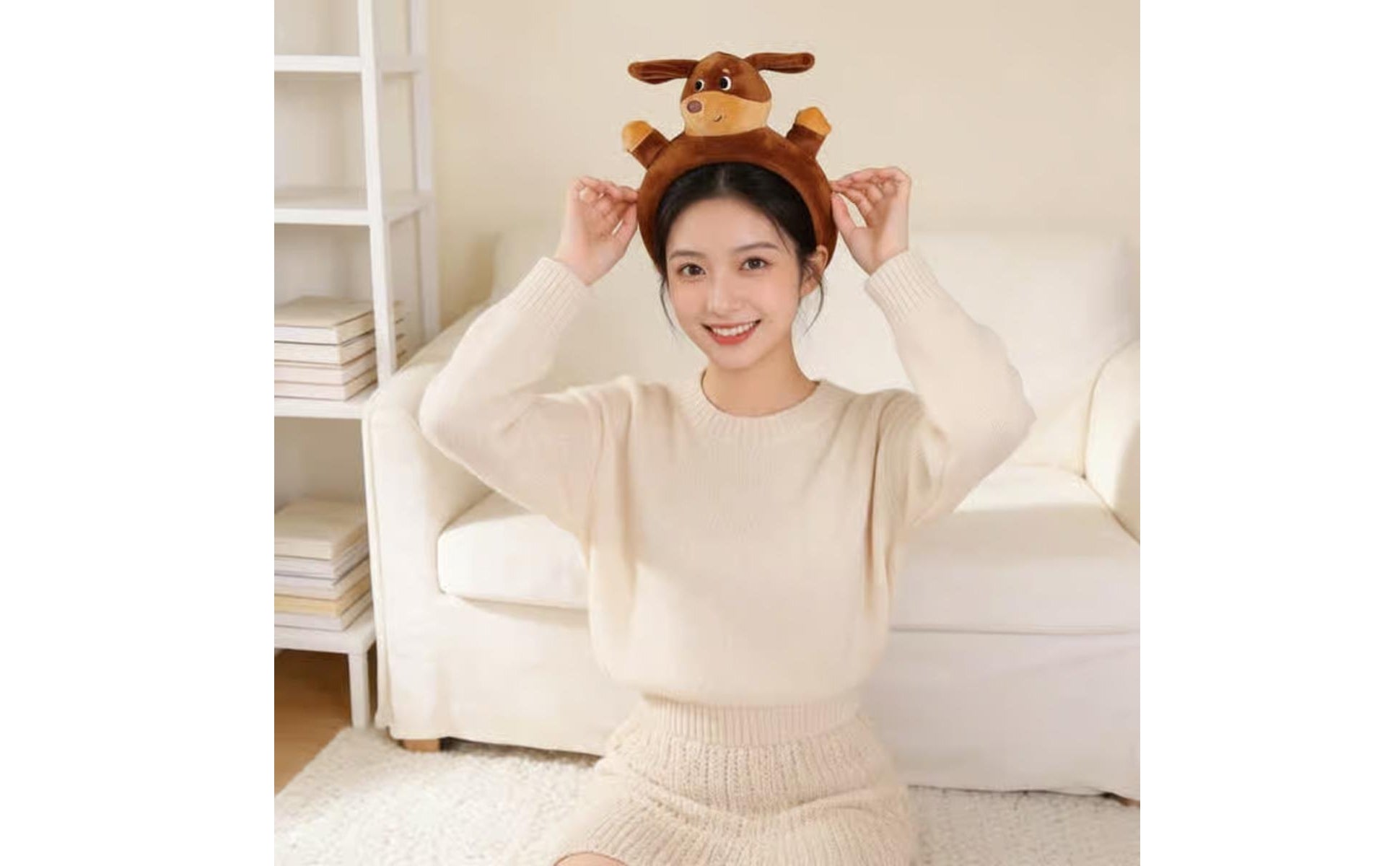 Soft Fabric Dog Headband Stage Performance Costume Item Halloween for Party