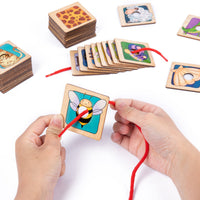 Threading Puzzle Fine Motor Skills Wooden Animal Sorting Board Educational Style