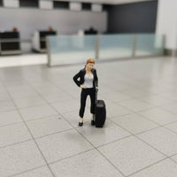Tiny Suitcase Lady Figurine Realistic Details Resin Woman Statue for Collectors