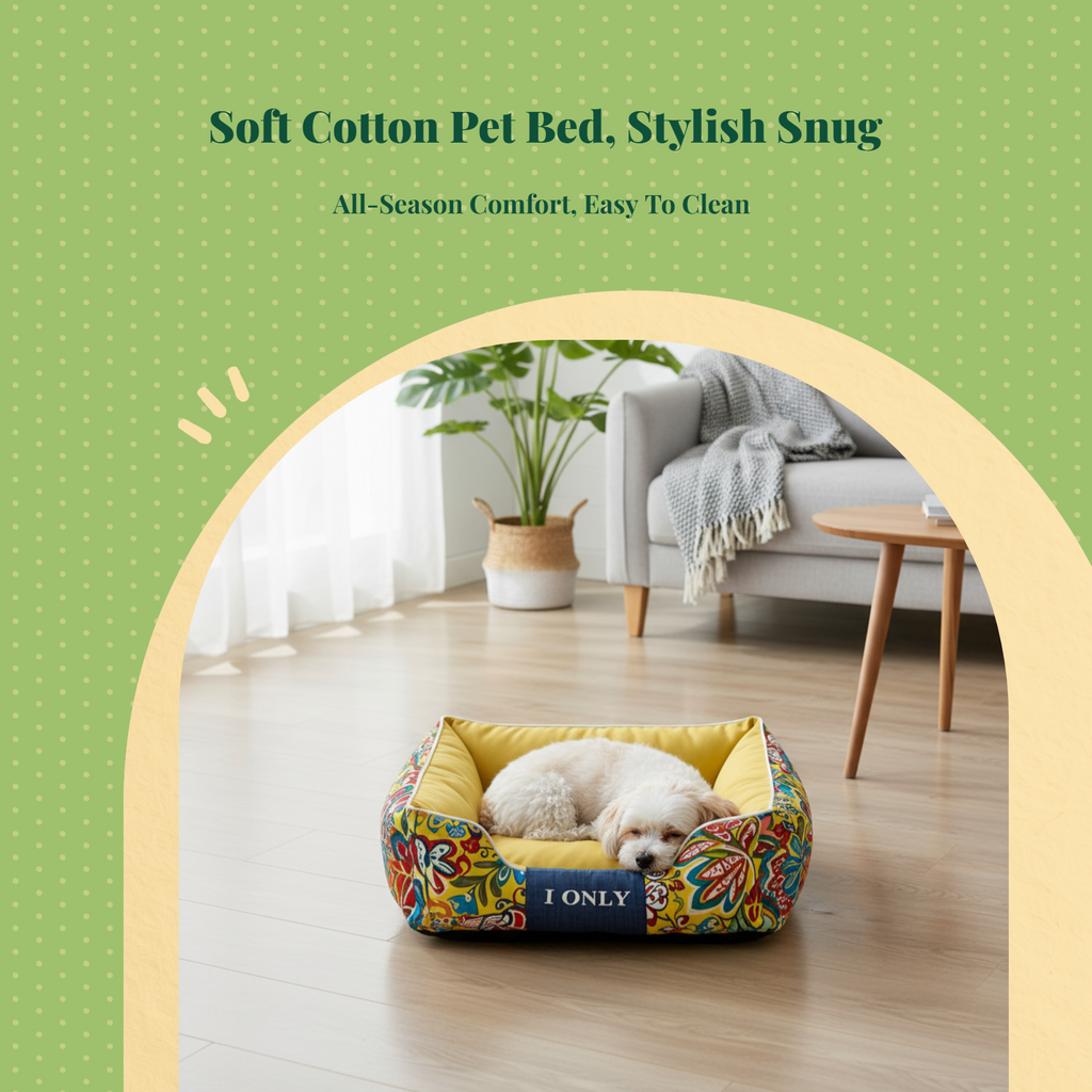 Cotton dog bed with removable cover