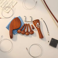 Violin Chinrest Tailpiece Pegs Set Flower Inlay for Violinists