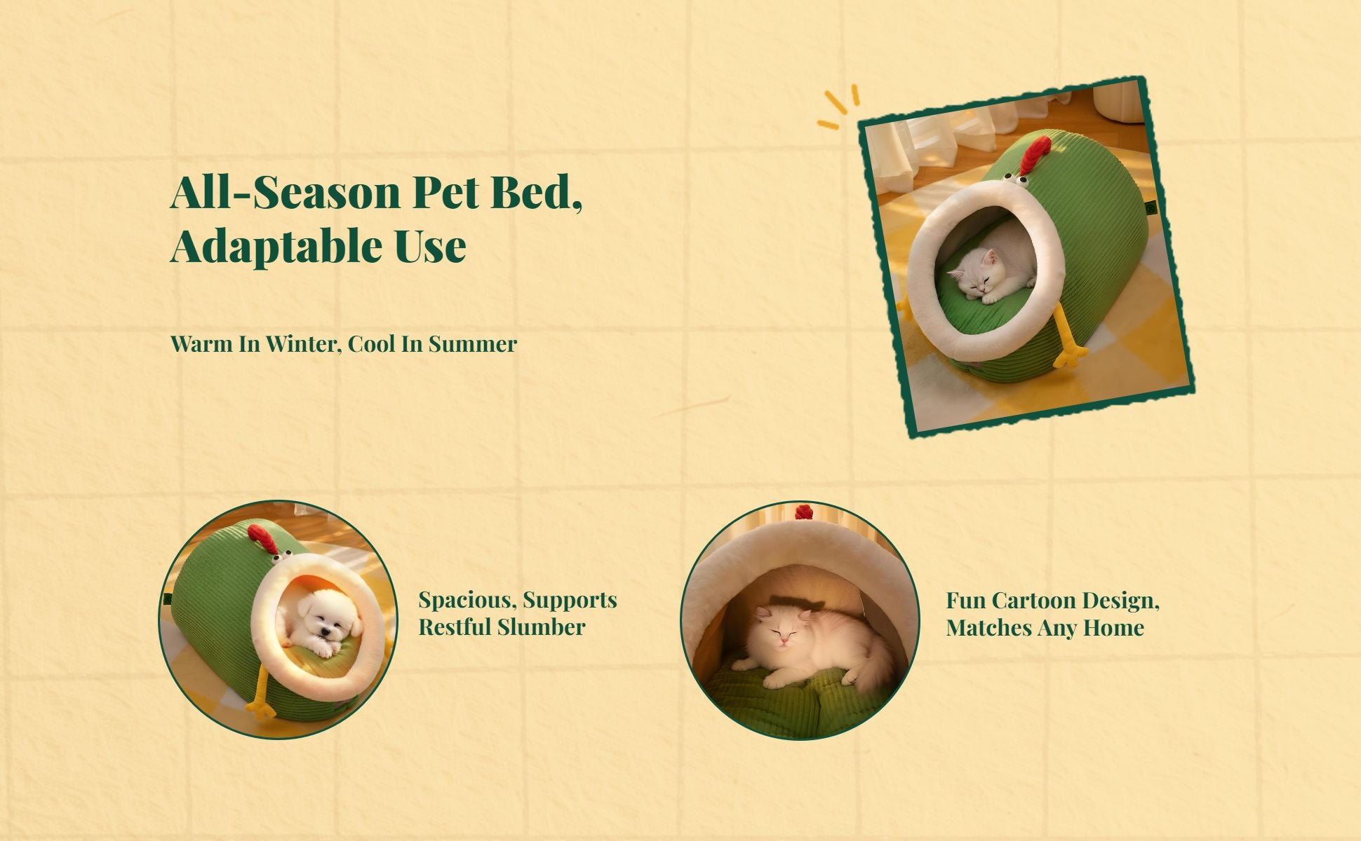 Washable semi-enclosed cat bed
